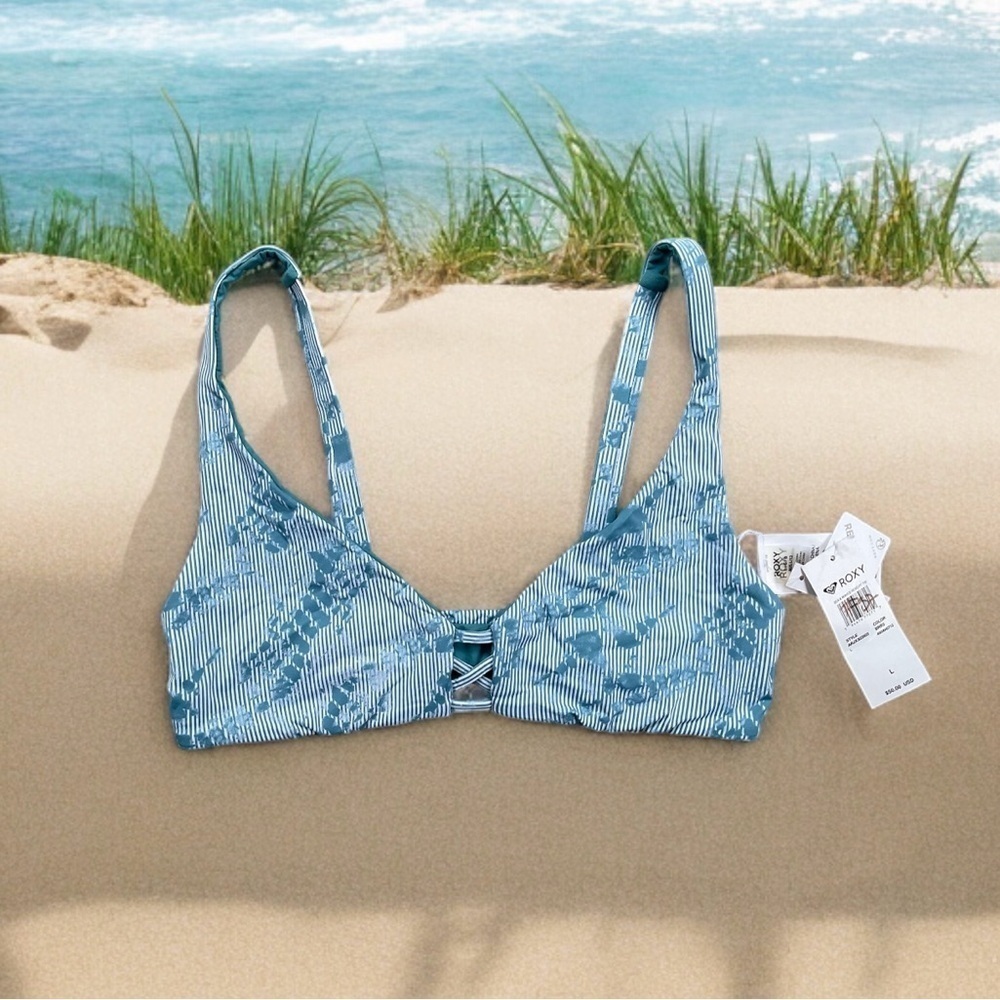 NWT ROXY Sea & Waves Reversible Printed Bikini Top
